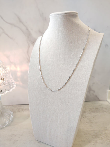 Vtg Bar Linked Necklace Silver Tone Chain Jewelry 24" Long – Lot P30