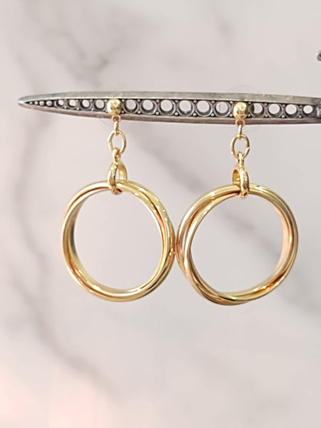 Dangle Hoop Pierced Earrings Gold Tone Fashion Jewelry – Lot P69