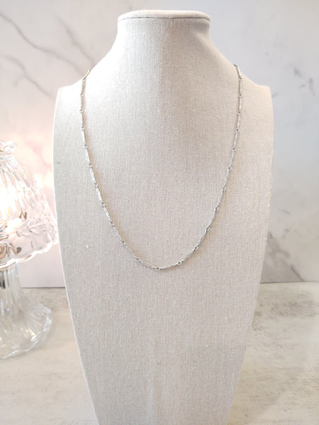 Vtg Bar Linked Necklace Silver Tone Chain Jewelry 24" Long – Lot P30