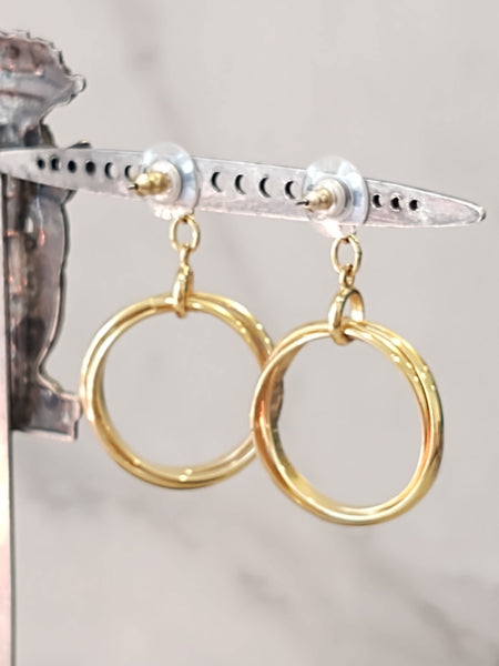 Dangle Hoop Pierced Earrings Gold Tone Fashion Jewelry – Lot P69