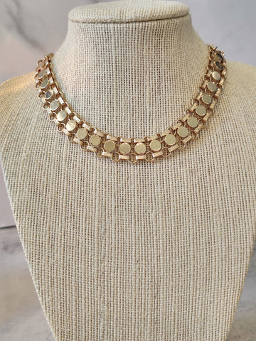 Vtg Sarah Coventry Gold Tone Fancy Chain Link Choker Necklace 16 Inch Vintage – Lot P9