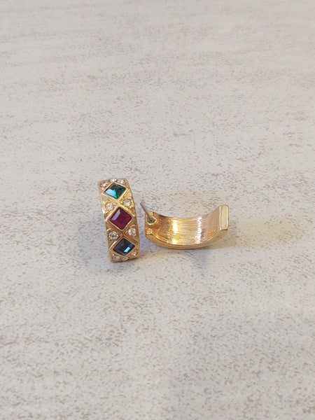 2 Pair Vtg Huggie Earrings Gold Tone Pierced Fashion Jewelry – Lot P51