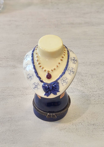 Hinged Lady Bust Trinket Jewelry Box With Necklace – P112