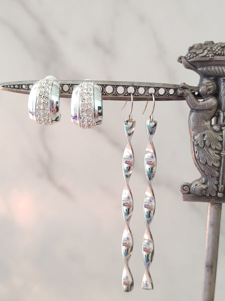 3 Pair Earrings Silver Tone Vintage To Now – Lot P43