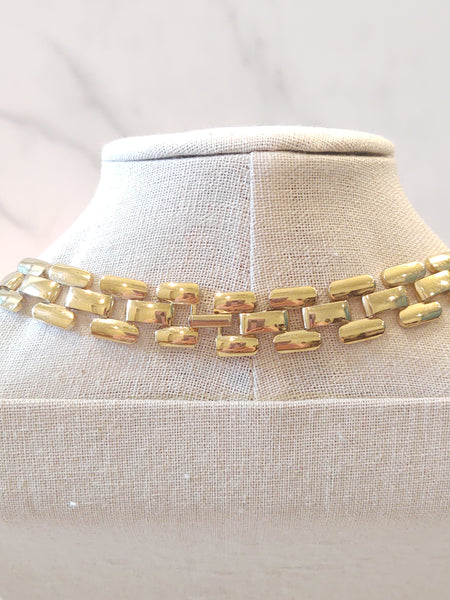 Collar Necklace Gold Tone Fashion Jewelry 17 Inch – Lot P66
