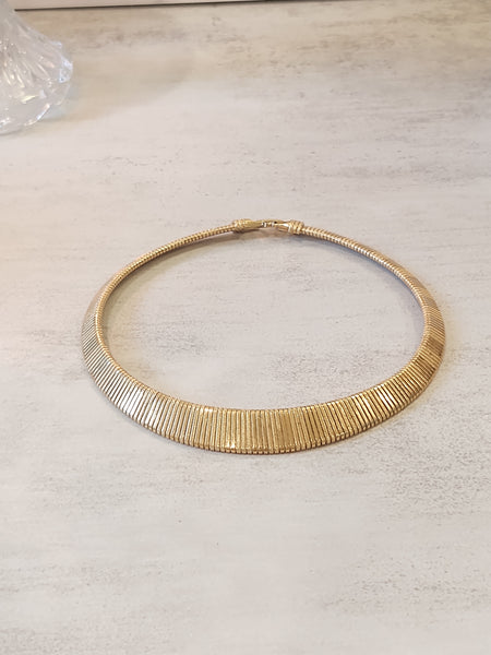 2 Pcs Vtg Omega Choker Gold Tone Necklaces Vintage – Lot P85