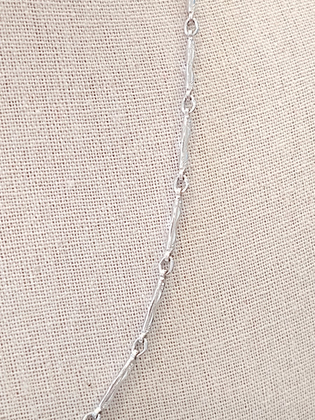 Vtg Bar Linked Necklace Silver Tone Chain Jewelry 24" Long – Lot P30