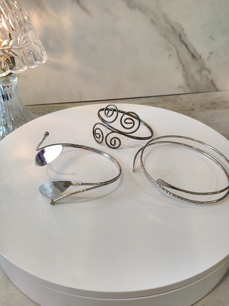 3 Pcs Arm Cuff High Arm Fashion Bracelet Bangles Silver Tone – PL6