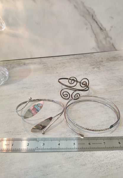 3 Pcs Arm Cuff High Arm Fashion Bracelet Bangles Silver Tone – PL6