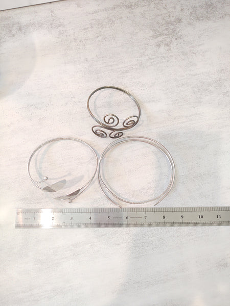 3 Pcs Arm Cuff High Arm Fashion Bracelet Bangles Silver Tone – PL6