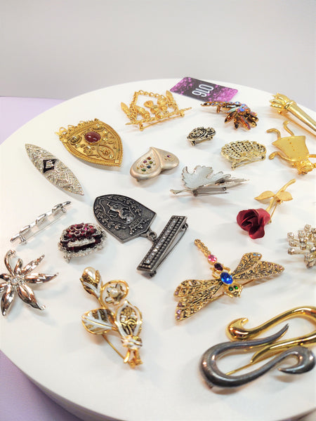 20 Pc Pins Brooch Vintage To Now Jewelry Resell Reuse Repurpose Craft Just $2 Each!- Lot 16